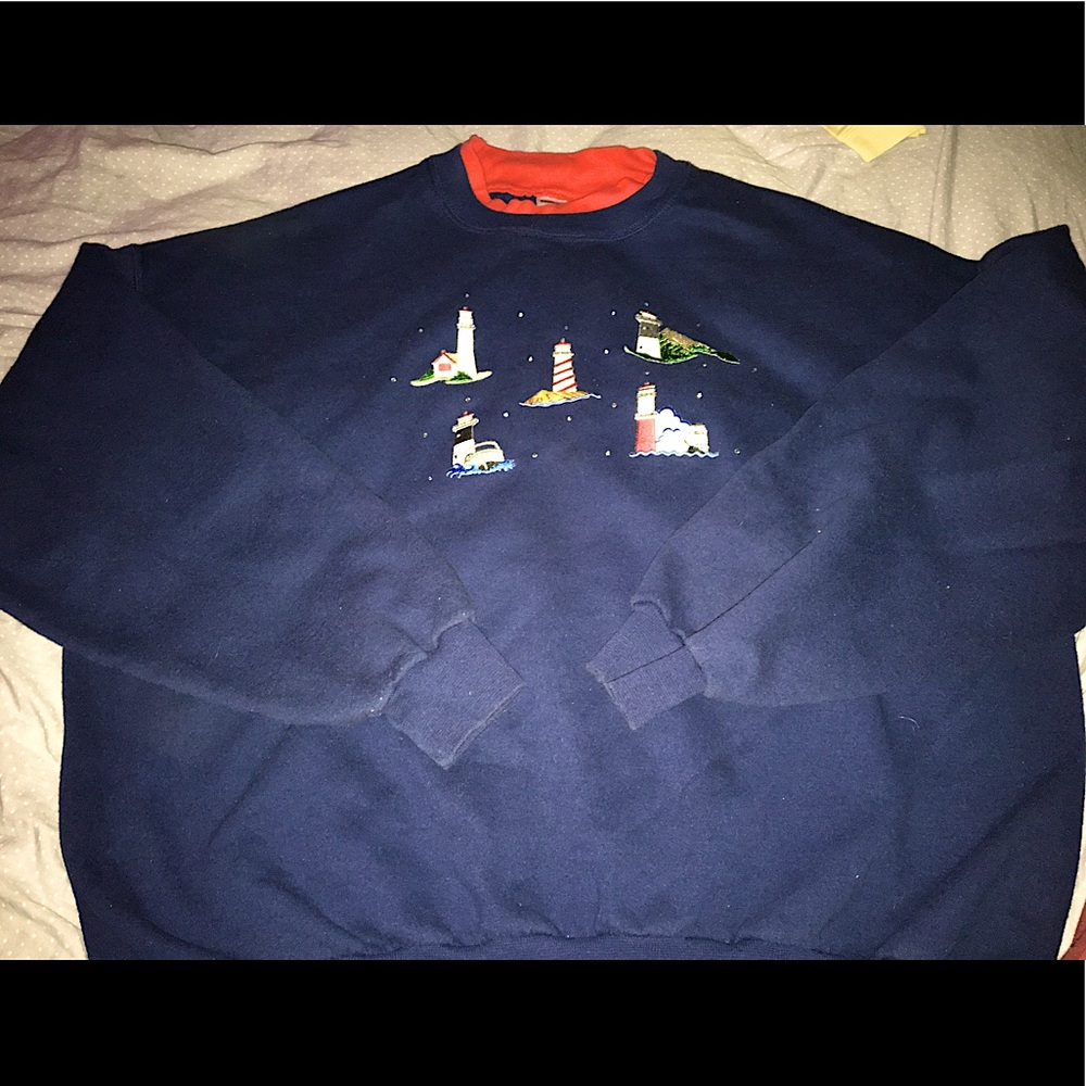 SOLD vintage grandma boat layered collar sweater